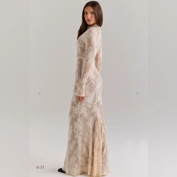 Isoline Peach Lace Maxi Dress - Picture 3 of 6